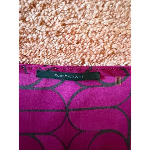 NWT Elie Tahari Silk Sleeveless Top Geometric Print Purple NWT Size S - Picture 3 of 7